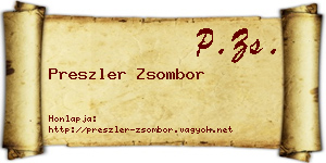 Preszler Zsombor névjegykártya